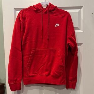 Nike Red Men's Pullover Hoodie with White Swoosh